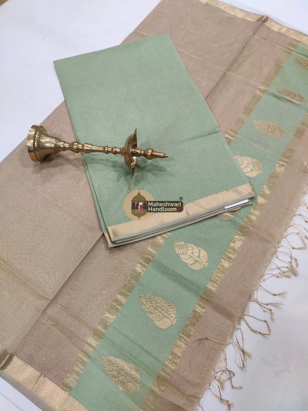 Maheshwari Pista Tissue Top Dupatta Suits - 01