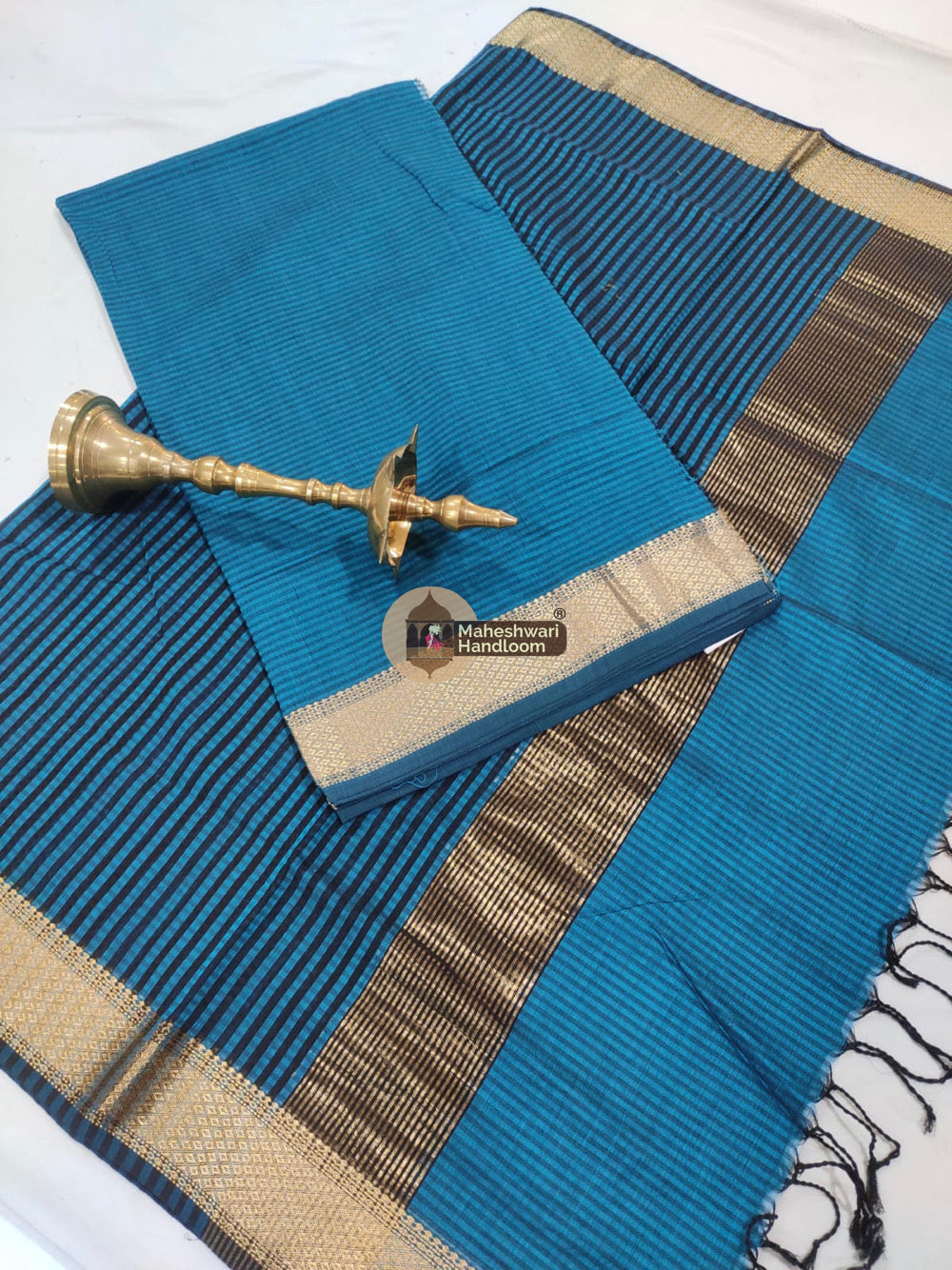 Maheshwari Blue Checks Top Dupatta Suits - 09