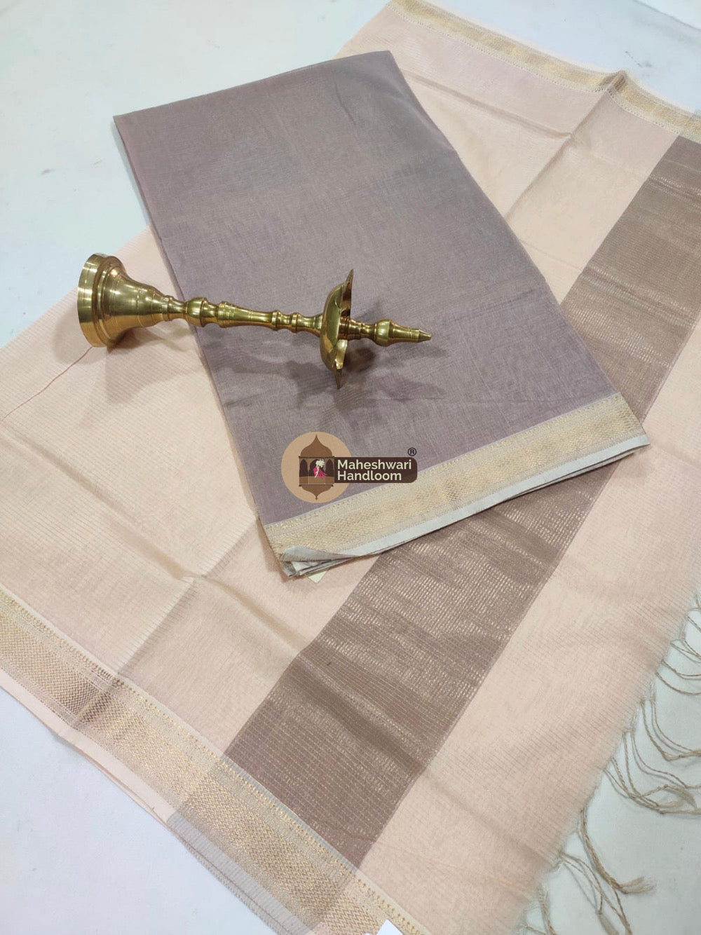 Maheshwari Beige Tissue Top Dupatta Suits 