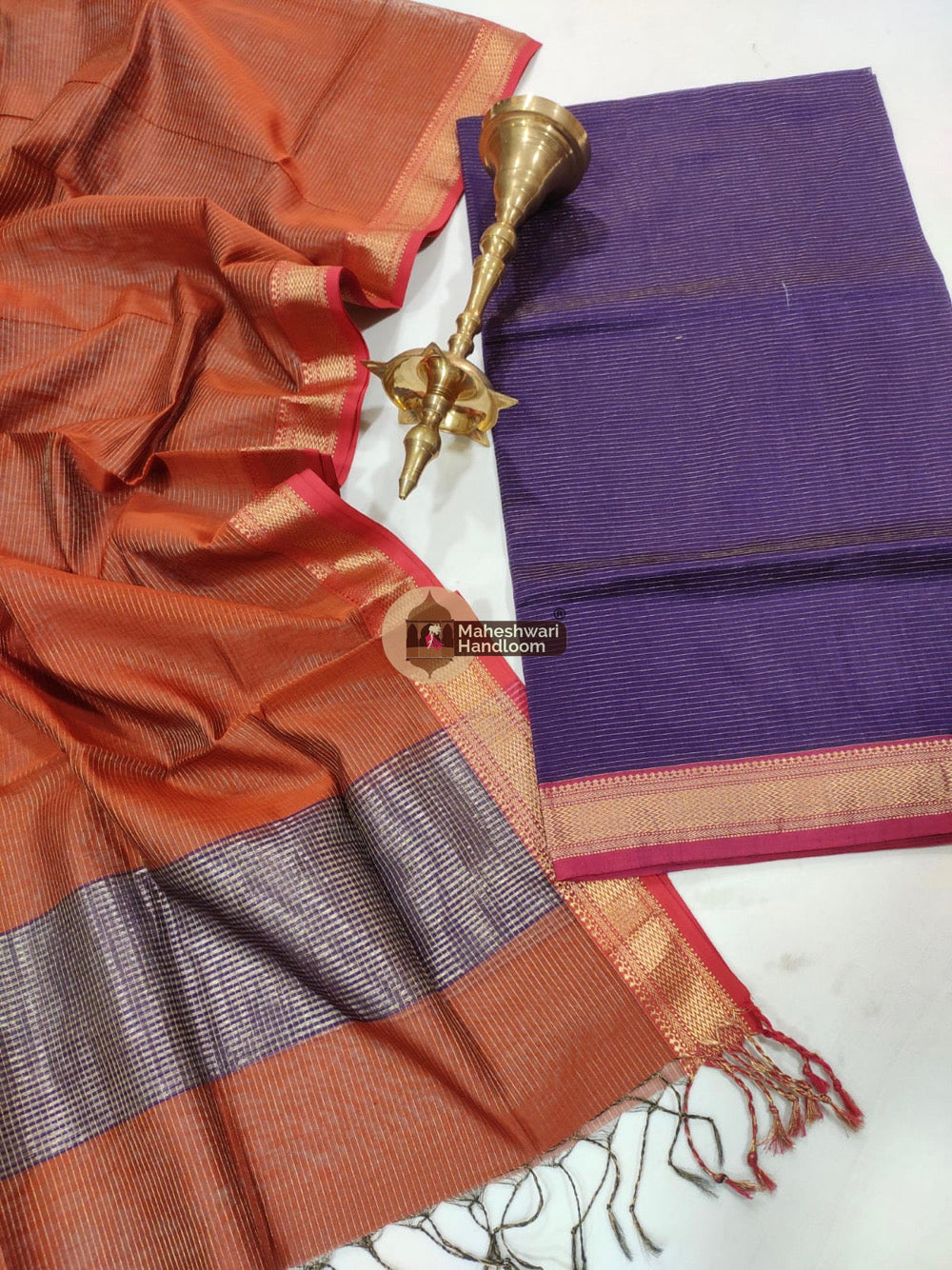 Maheshwari Purple Tissue Top Dupatta Suits