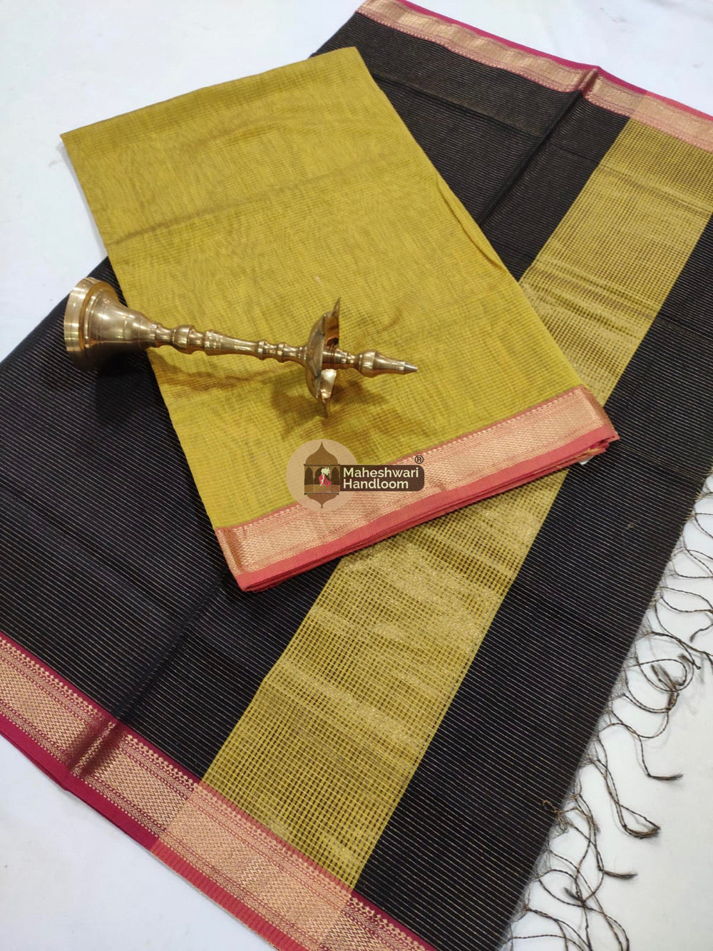 Maheshwari Yellow Black Tissue Top Dupatta Suits