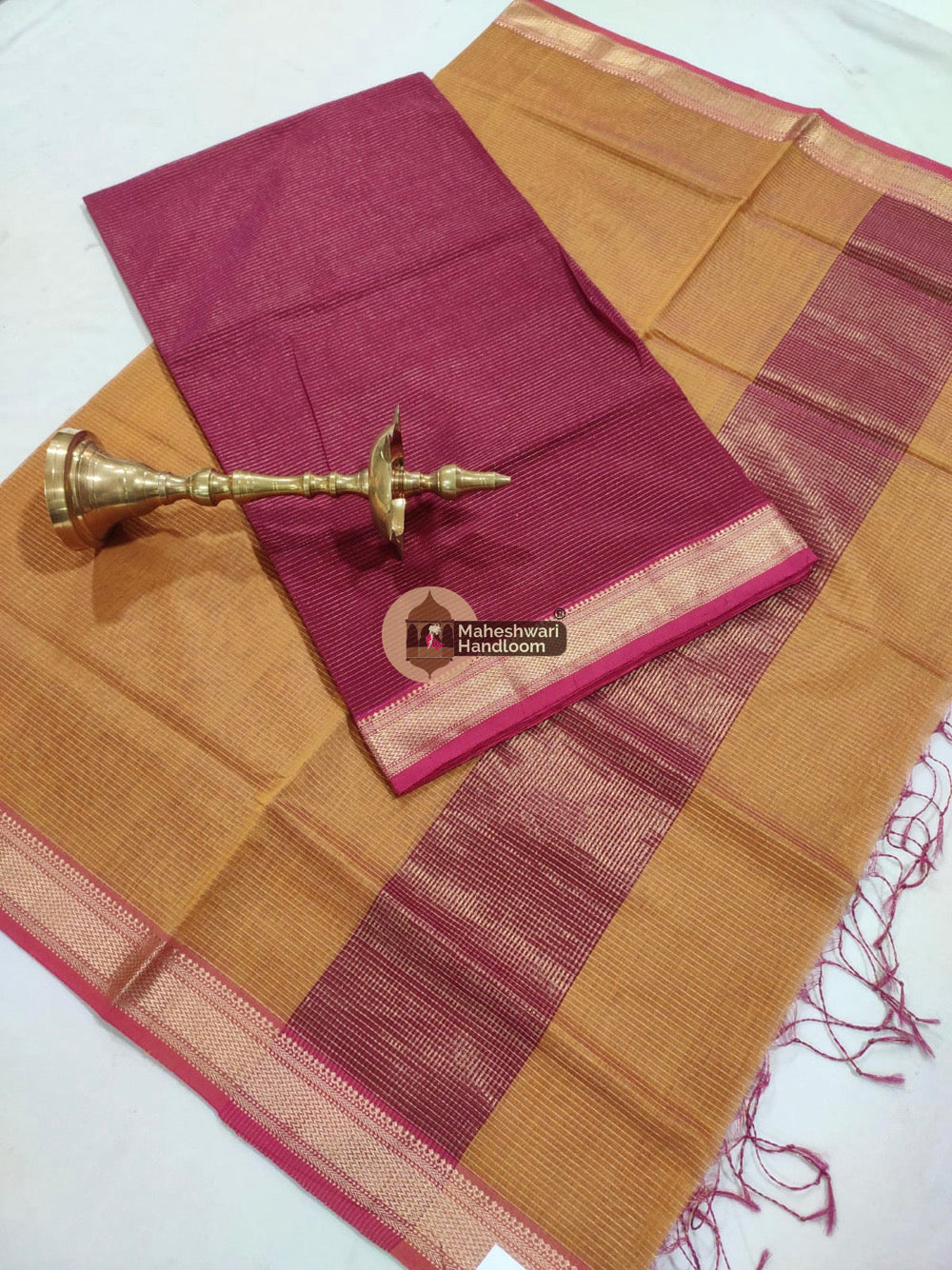 Maheshwari Pink Brown Tissue Top Dupatta Suits
