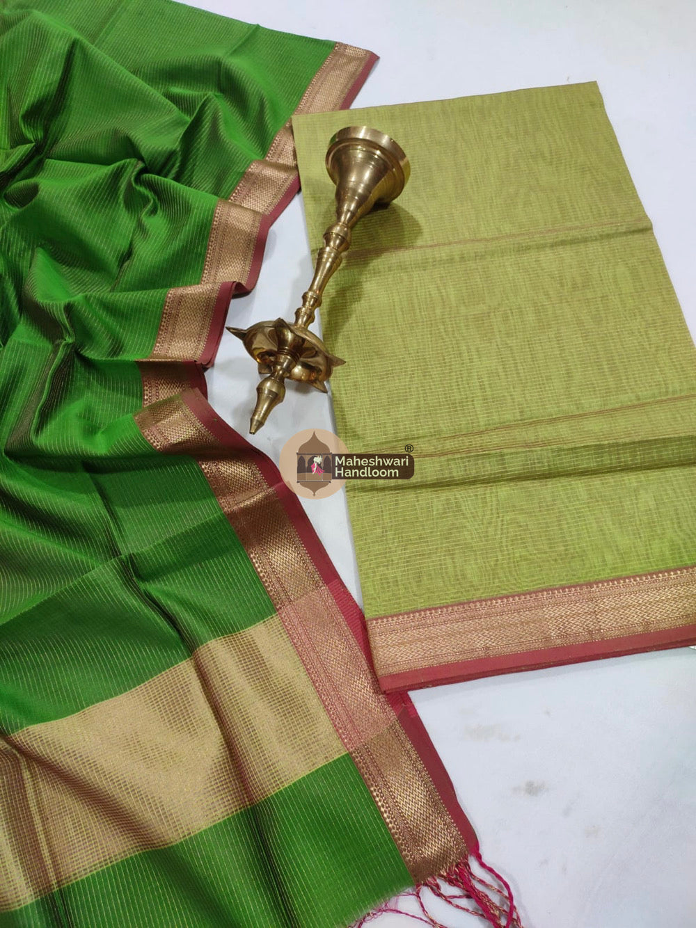 Maheshwari Green Tissue Top Dupatta Suits