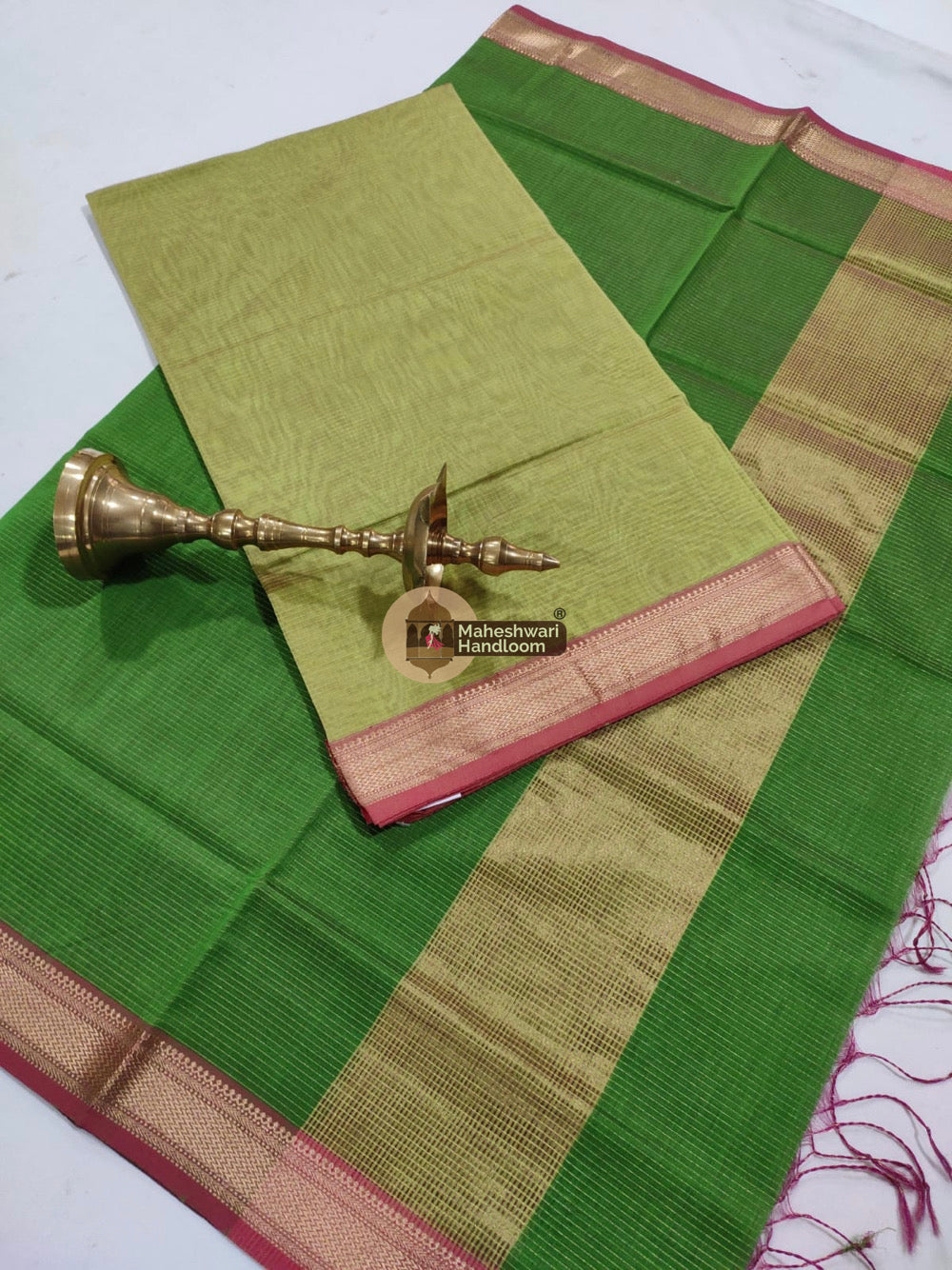 Maheshwari Green Tissue Top Dupatta Suits