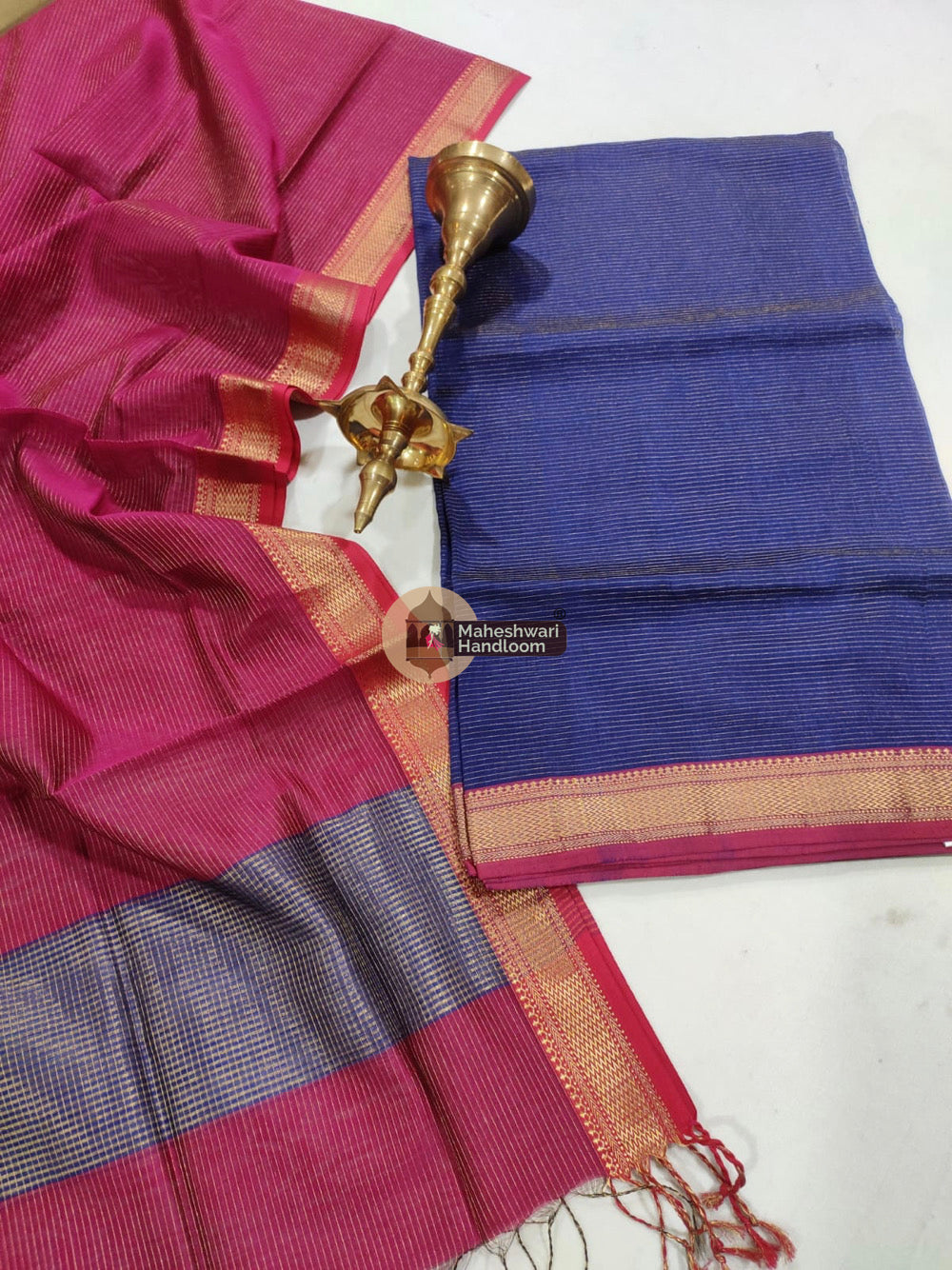 Maheshwari Purple Pink Tissue Top Dupatta Suits