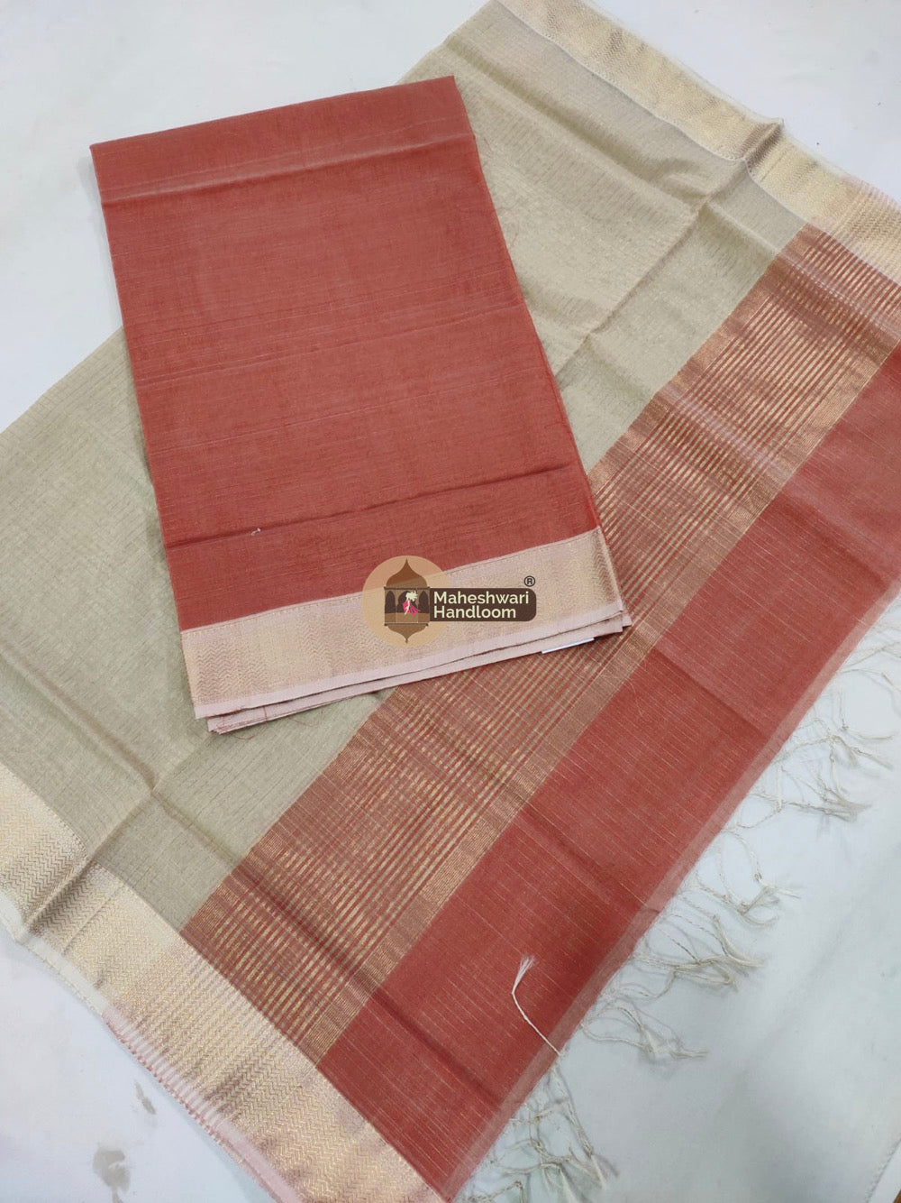 Maheshwari Light Red Checks Top Dupatta Suits