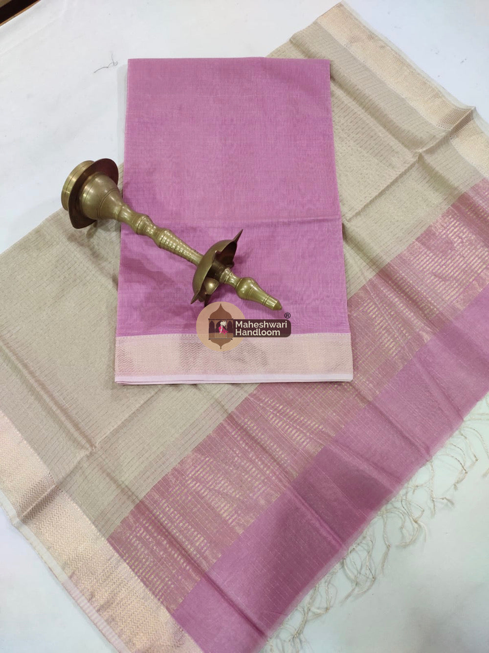 Maheshwari Pink Checks Top Dupatta Suits 
