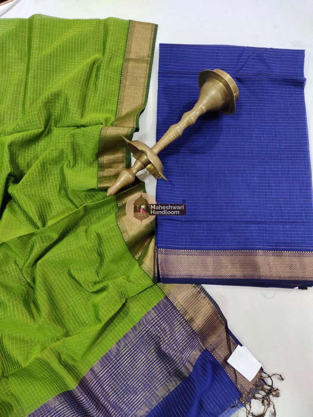 Maheshwari Blue Checks Top Dupatta Suits