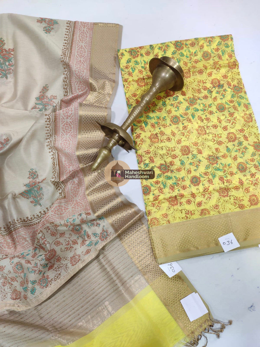 Maheshwari Yellow Printed Top Dupatta Suits - 01