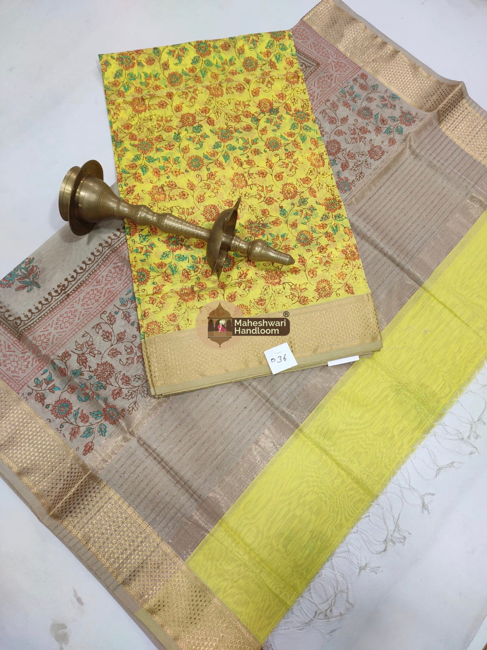 Maheshwari Yellow Printed Top Dupatta Suits - 01