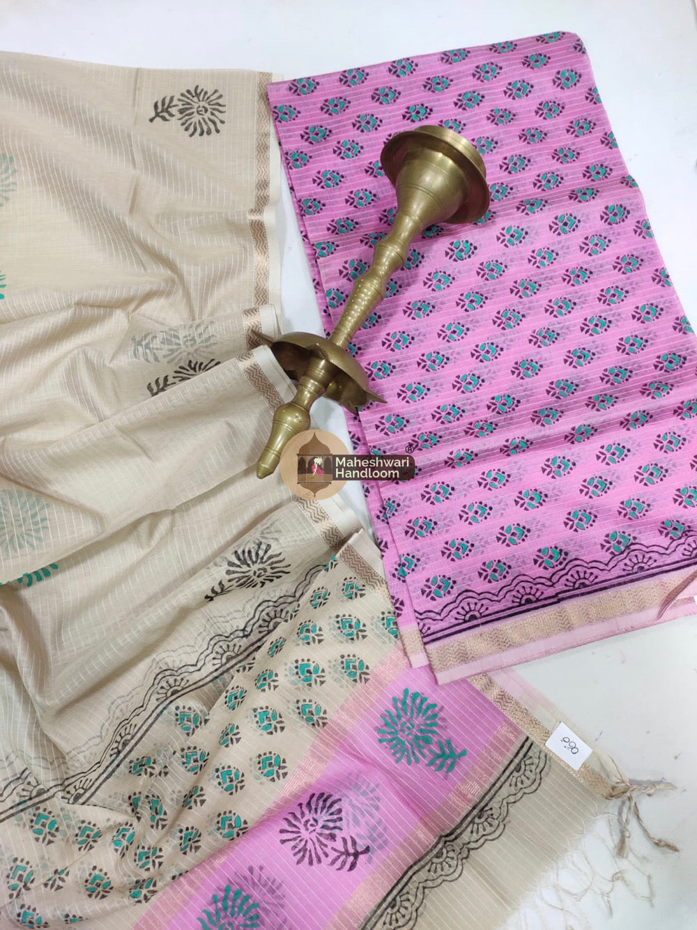 Pink Maheshwari Printed Top Dupatta Suits - 38