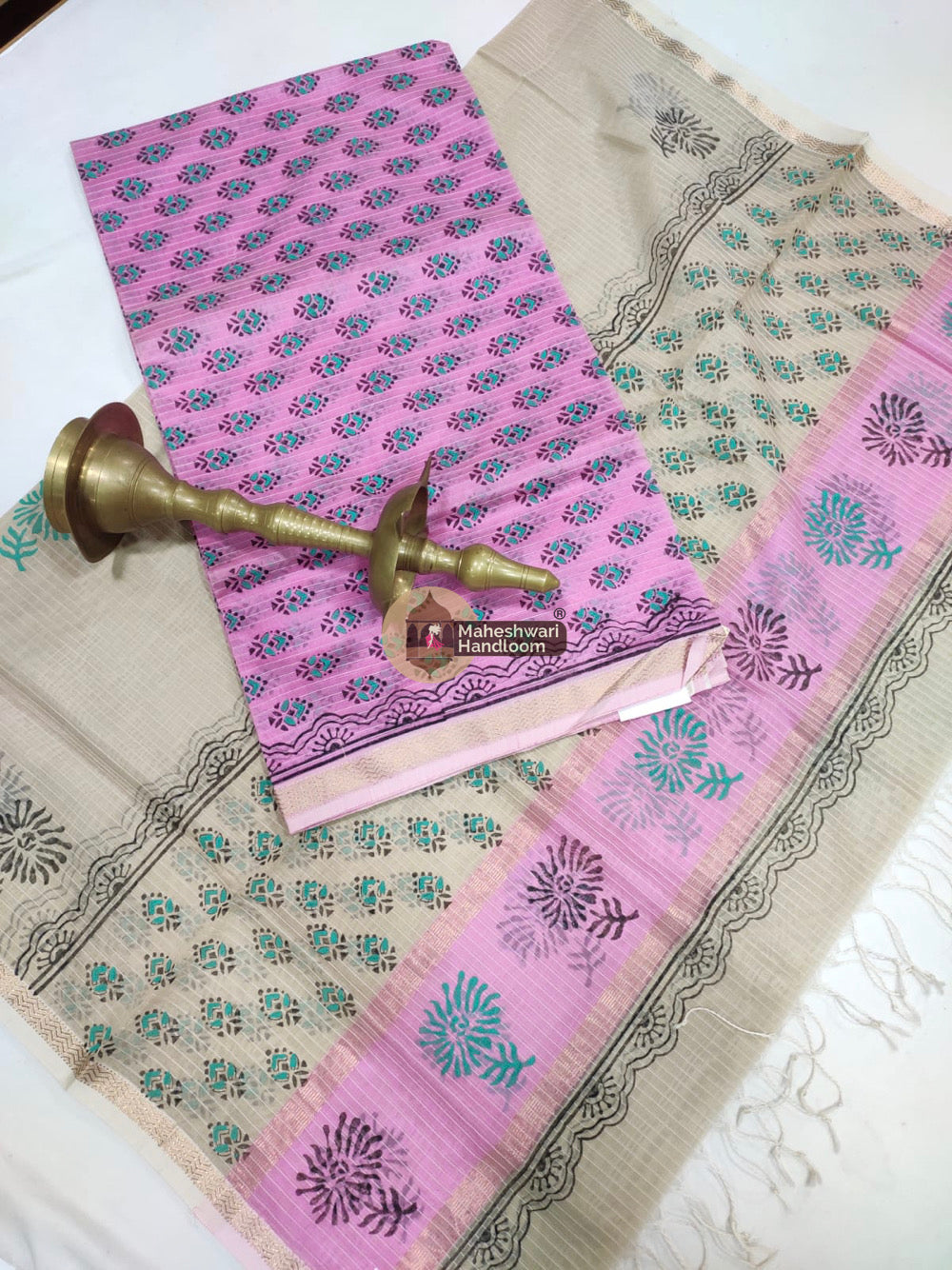 Pink Maheshwari Printed Top Dupatta Suits - 07