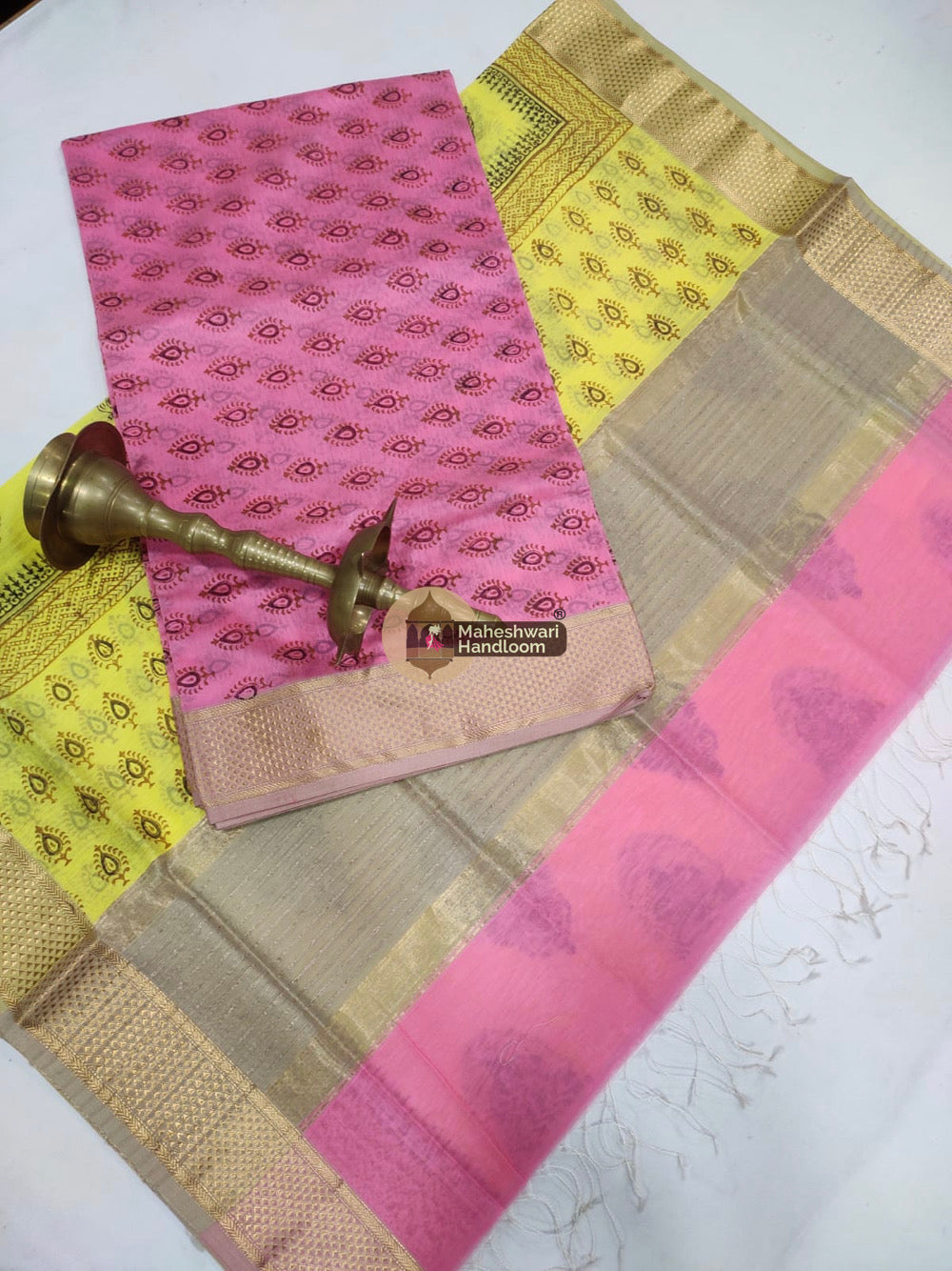 Pink Maheshwari Printed Top Dupatta Suits - 33