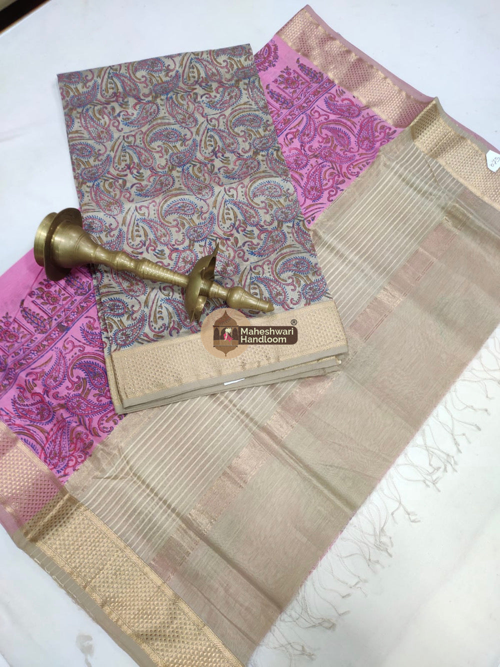 Pink Maheshwari Printed Top Dupatta Suits - 32