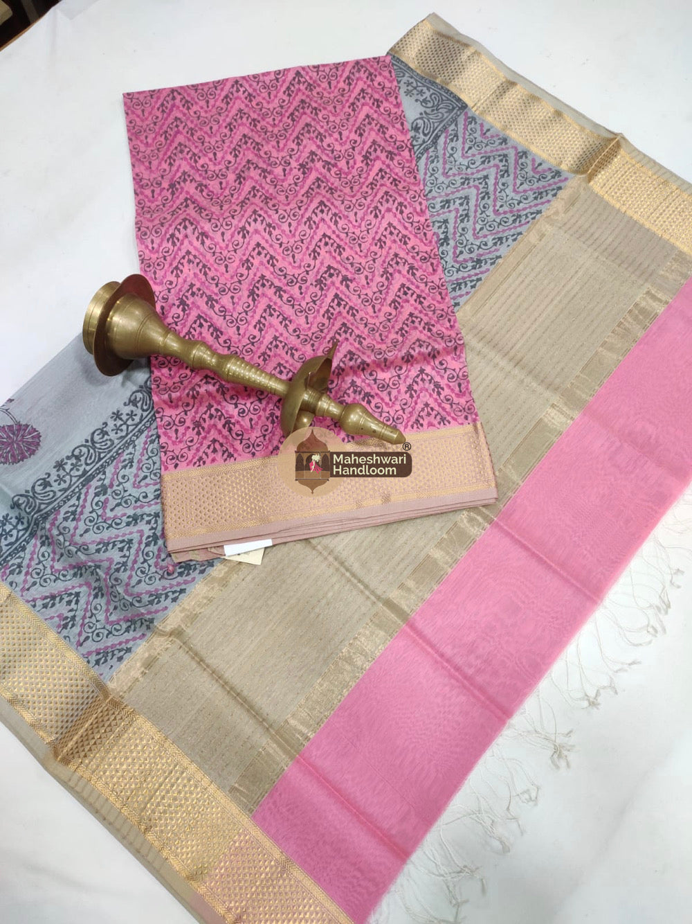 Pink Maheshwari Printed Top Dupatta Suits - 31