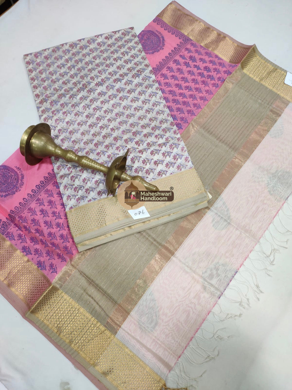 Pink Maheshwari Printed Top Dupatta Suits- 28