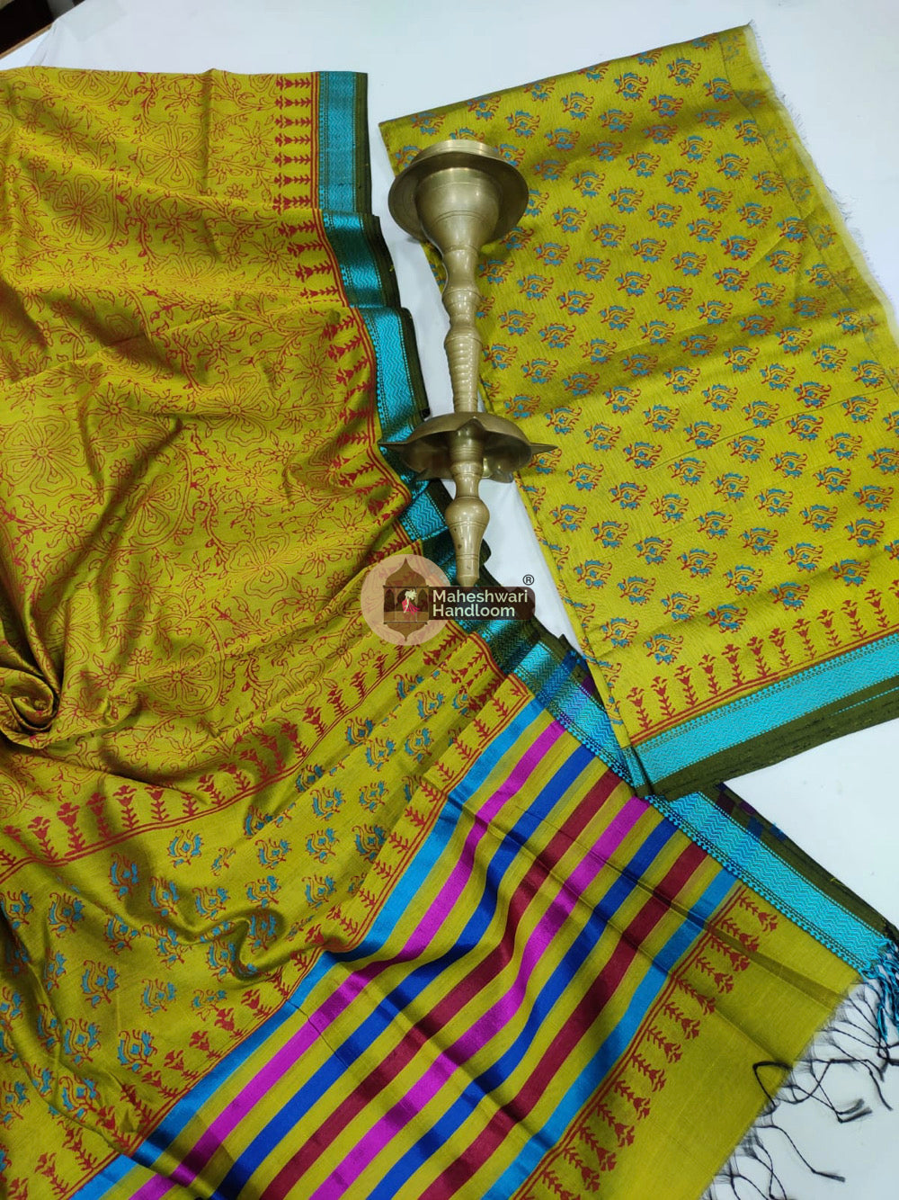 Green Maheshwari Printed Top Dupatta Suits- 25