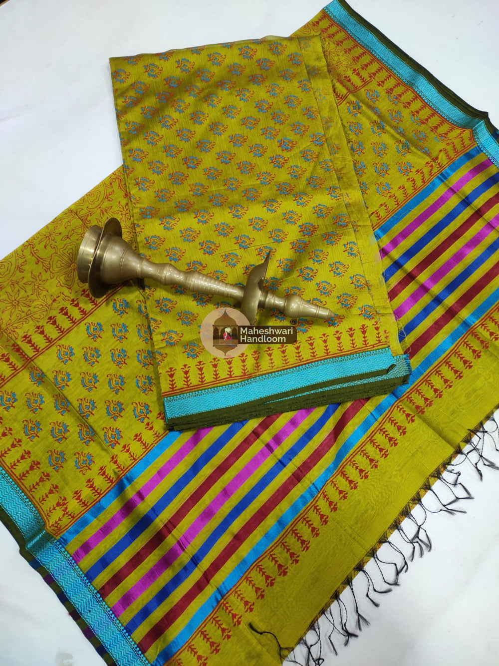 Green Maheshwari Printed Top Dupatta Suits- 25