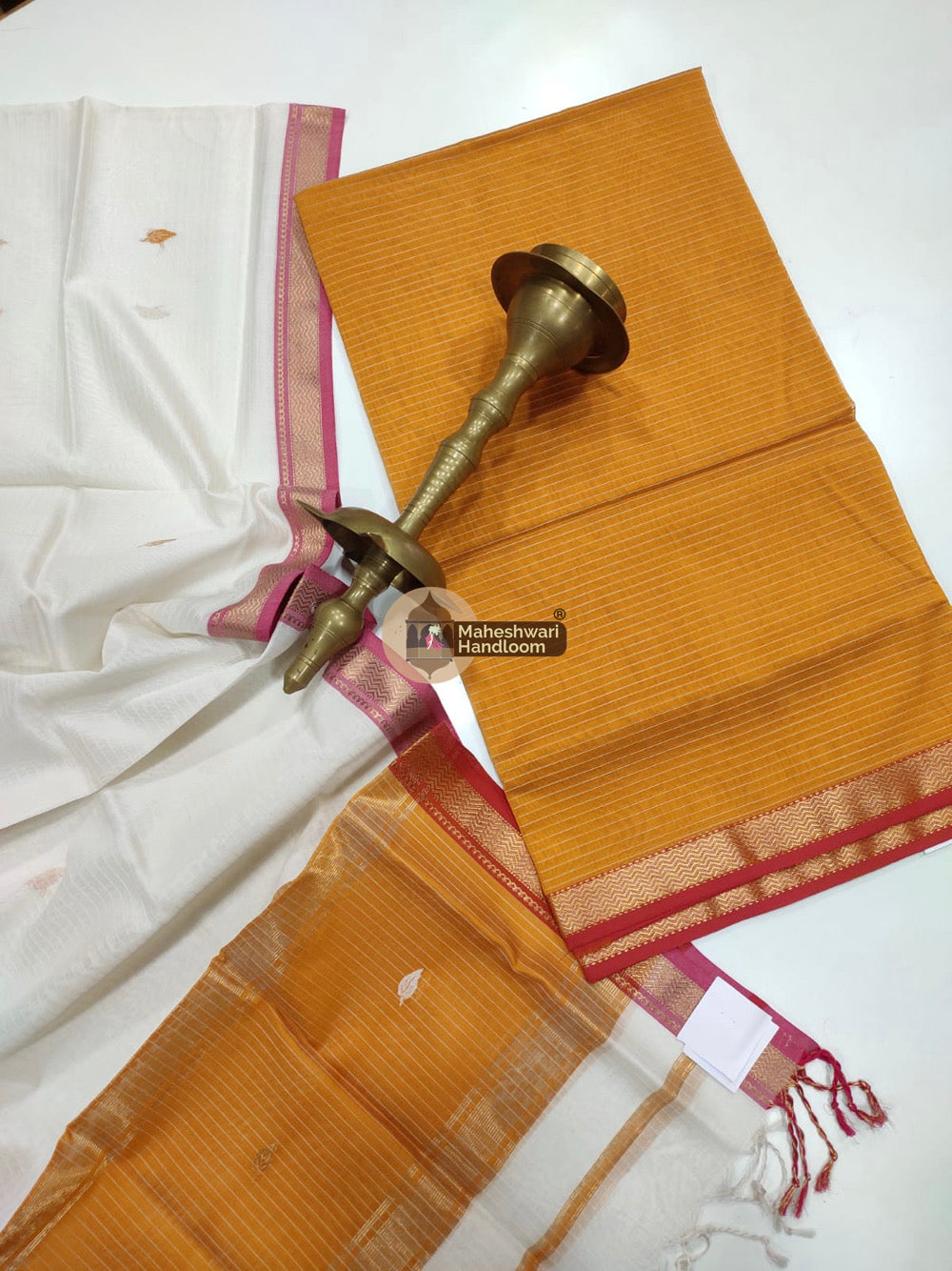 Maheshwari Brown Butti Top Dupatta Suits 