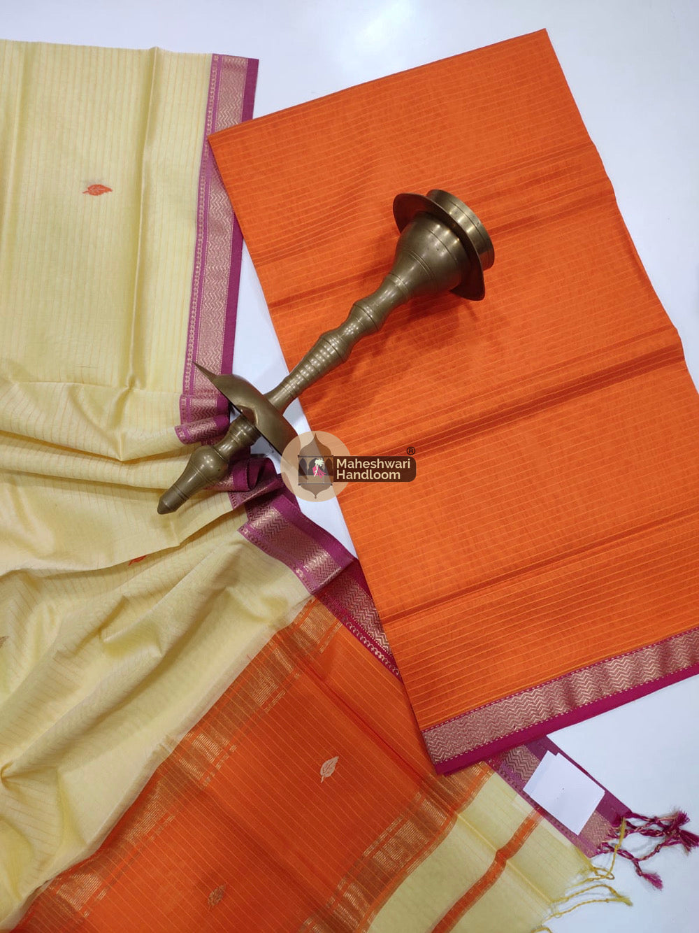 Maheshwari Orange Butti Top Dupatta Suits