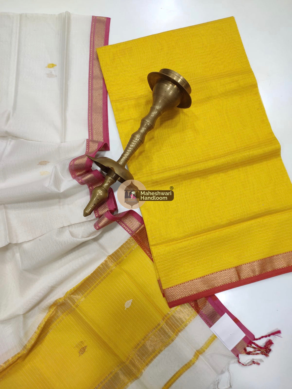 Maheshwari Yellow Butti Top Dupatta Suits