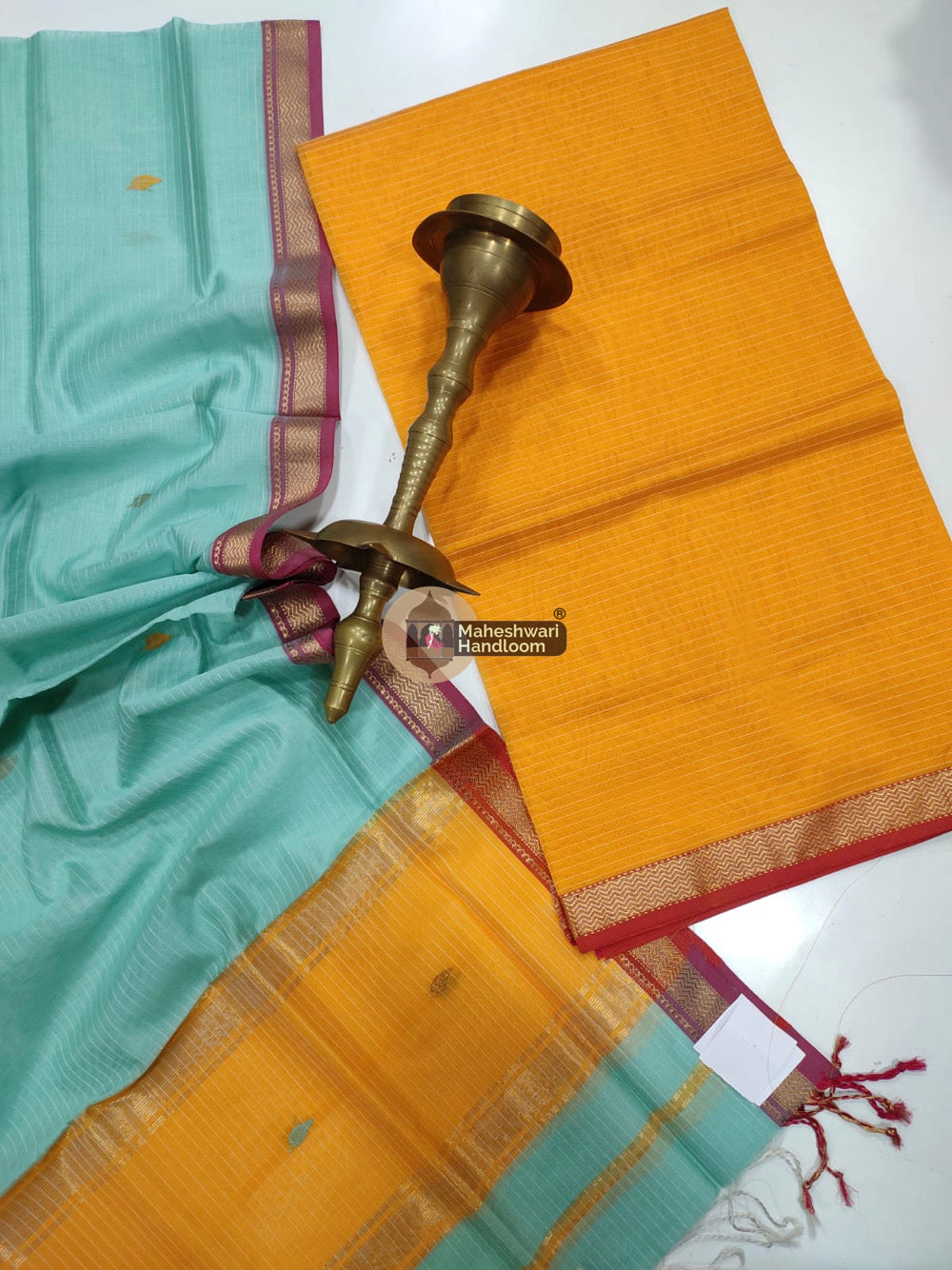 Maheshwari Orange Butti Top Dupatta Suits