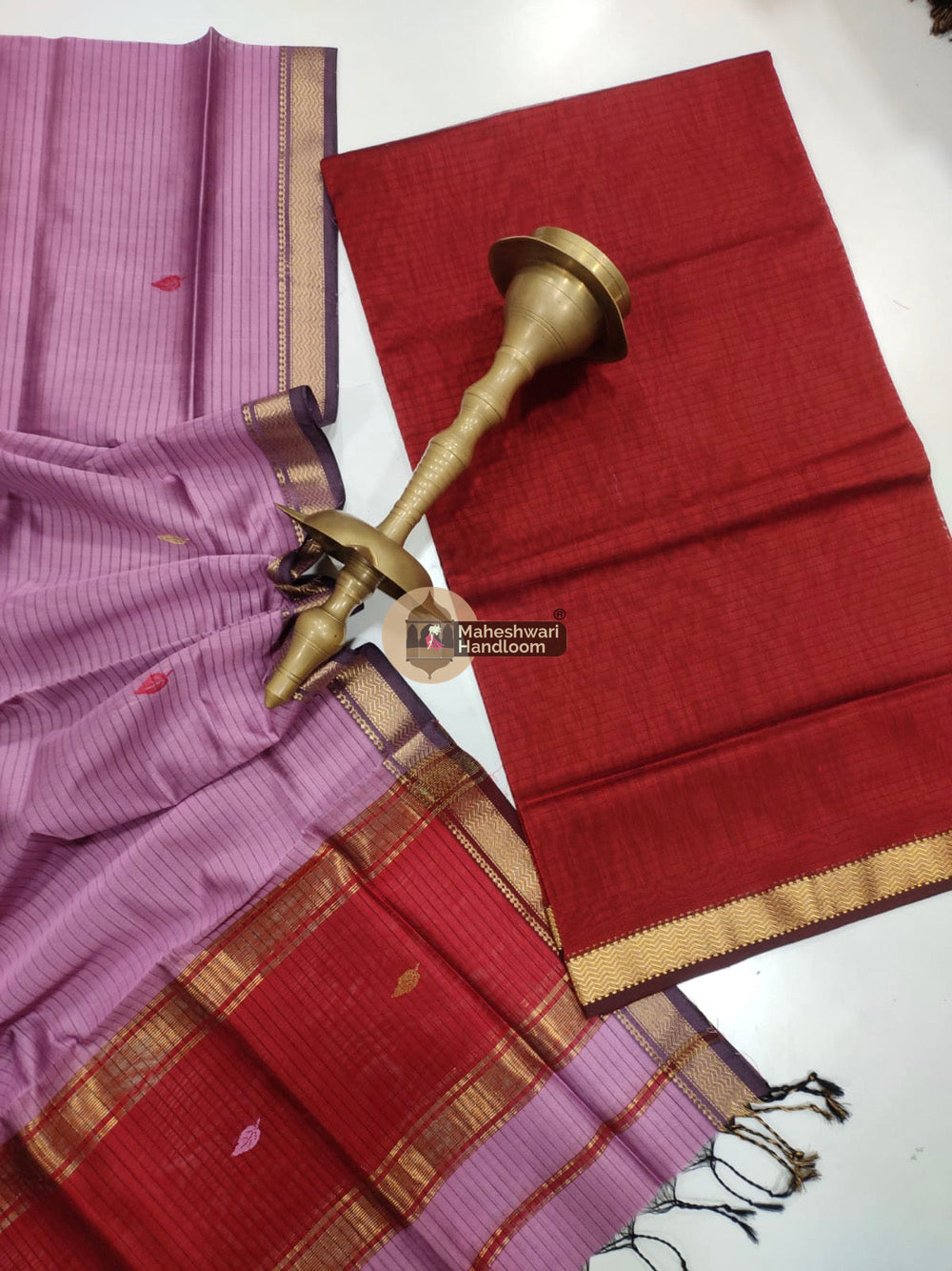 Maheshwari Purple Red Butti Top Dupatta Suits 
