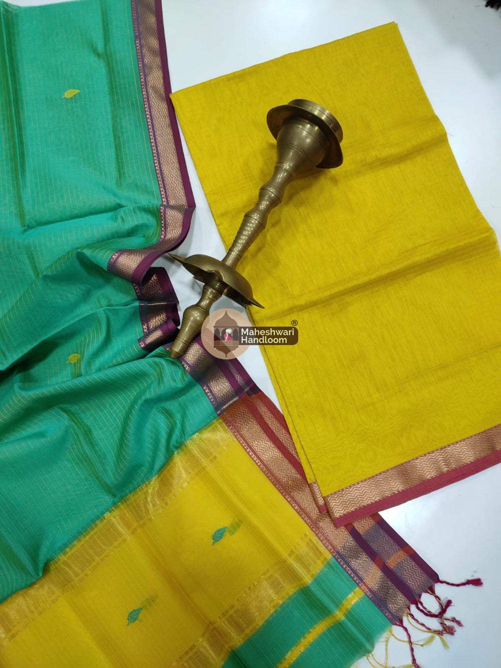 Maheshwari Yellow Butti Top Dupatta Suits 