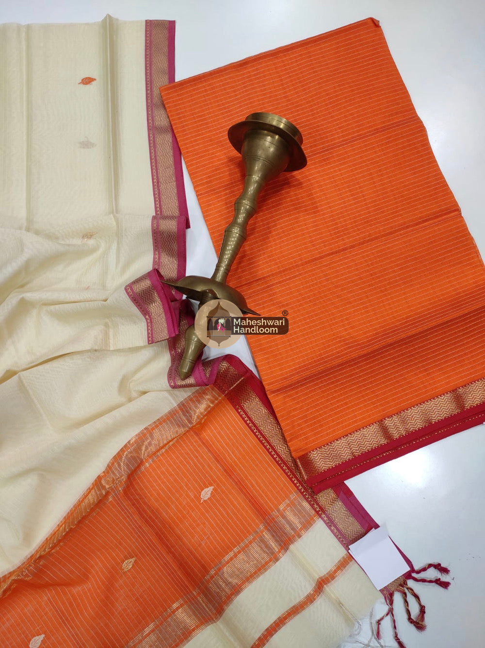 Maheshwari Orange Butti Top Dupatta Suits