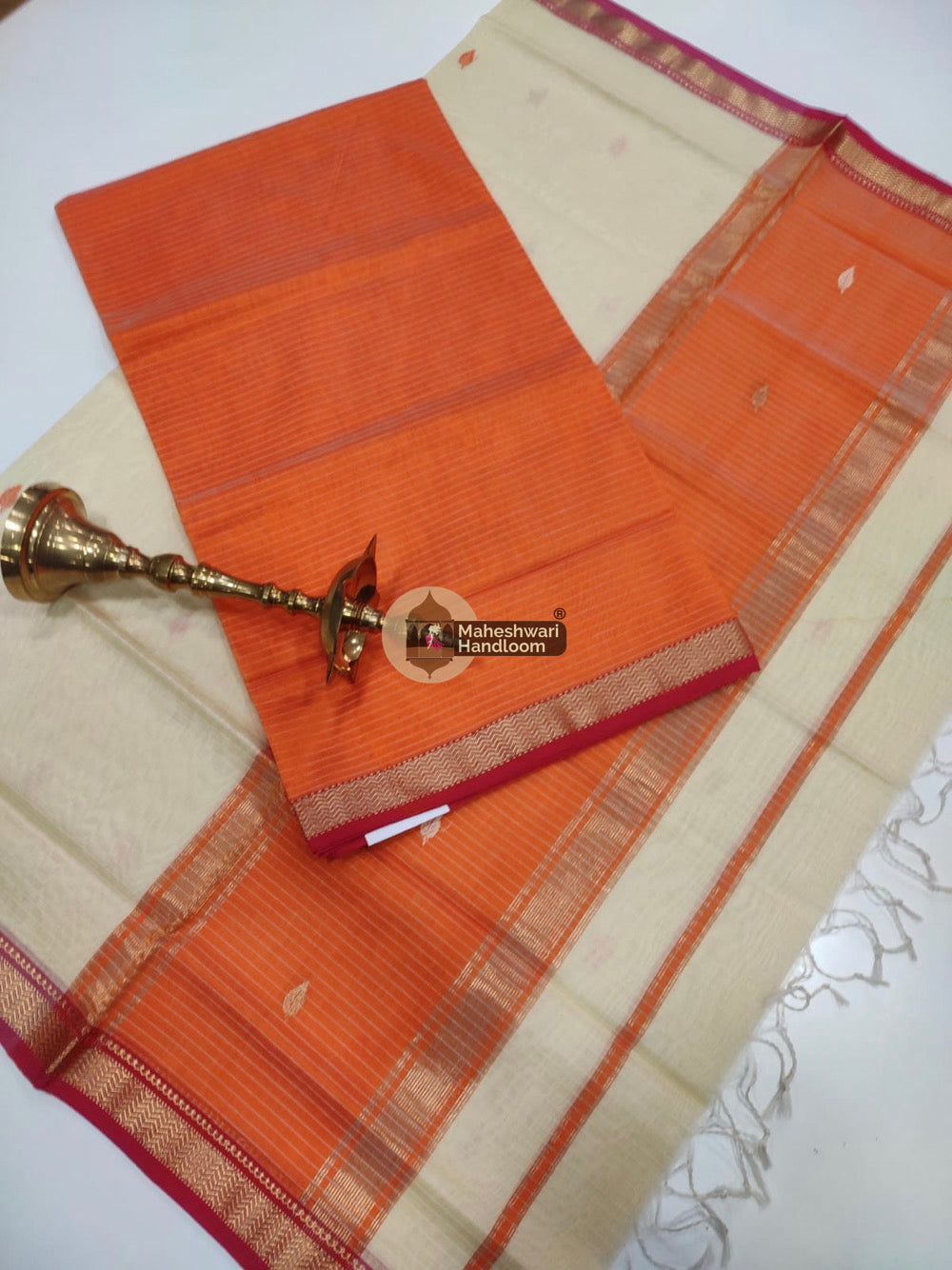Maheshwari Orange Butti Top Dupatta Suits