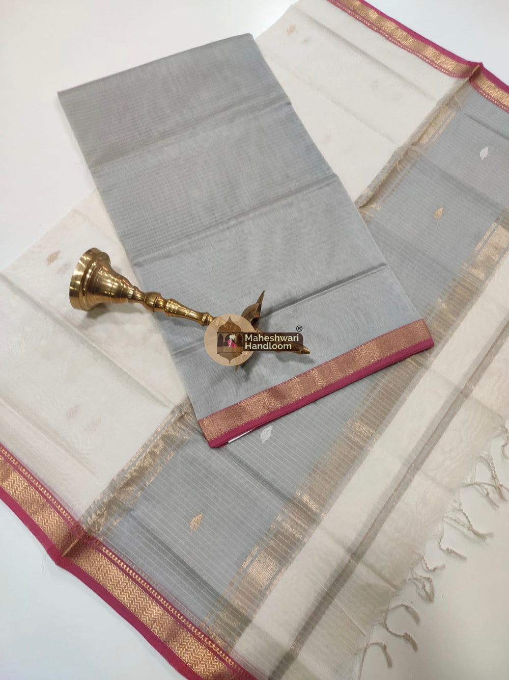 Maheshwari Grey Butti Top Dupatta Suits 