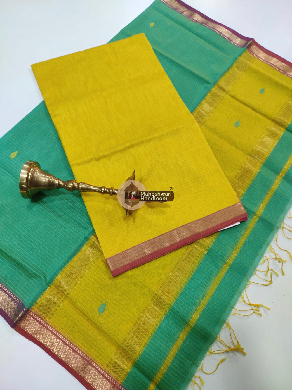 Maheshwari Yellow Butti Top Dupatta Suits 