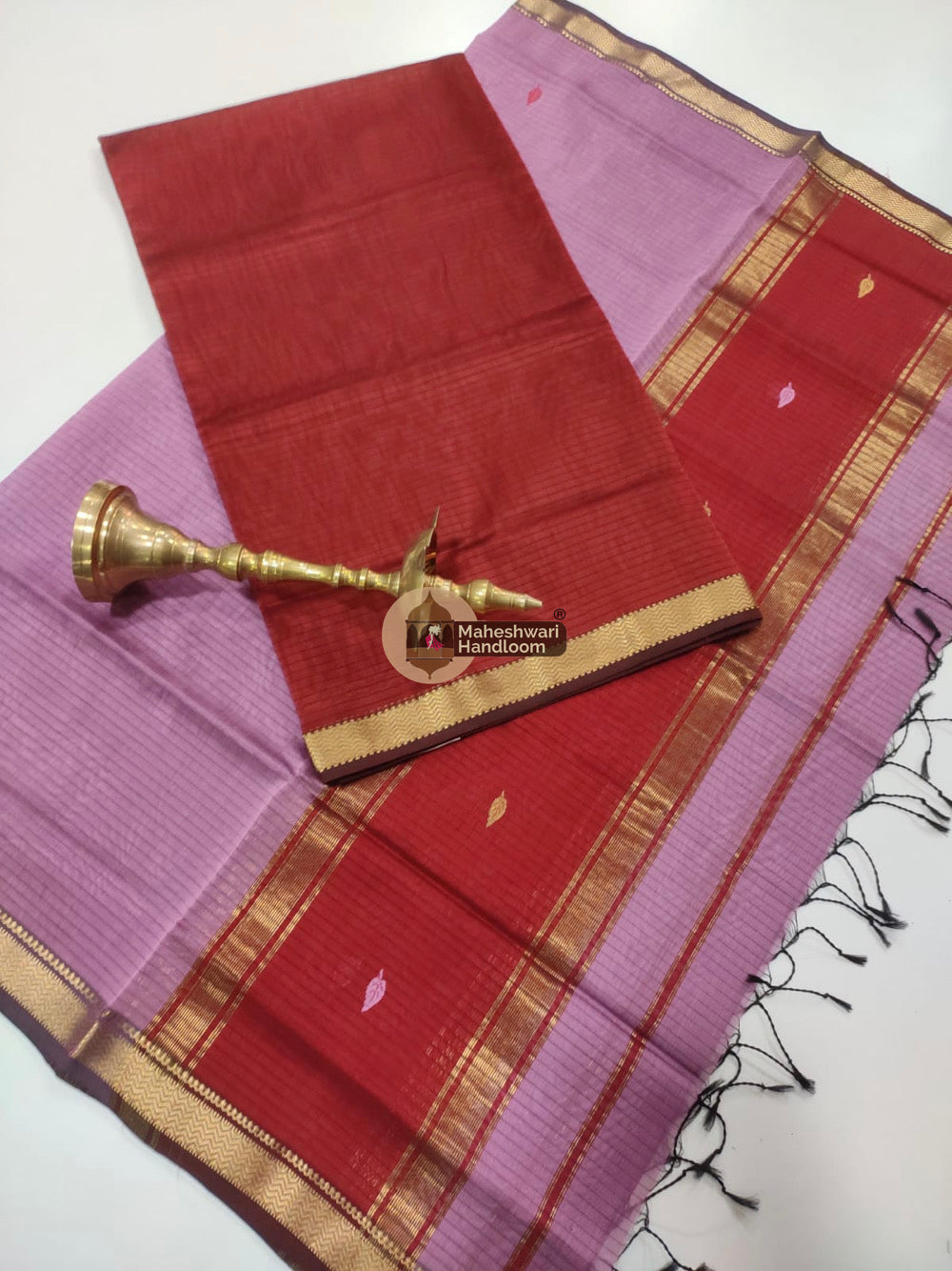 Maheshwari Purple Red Butti Top Dupatta Suits 