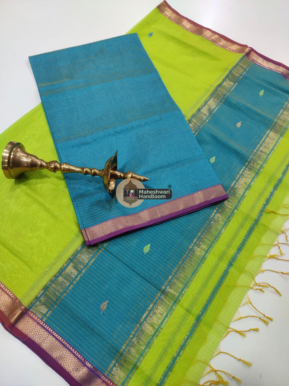 Maheshwari Parrot Green Butti Top Dupatta Suits 