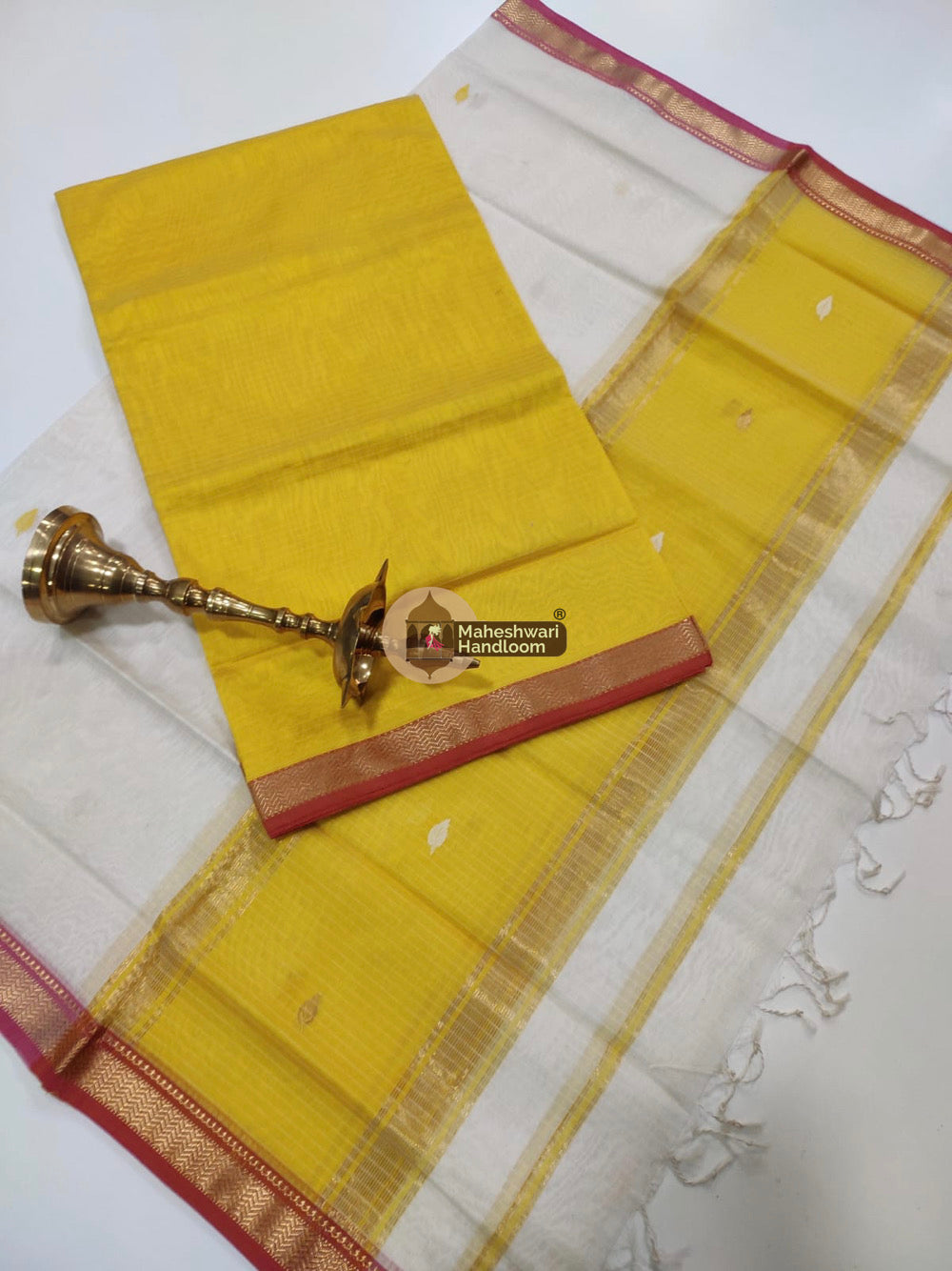 Maheshwari Yellow Butti Top Dupatta Suits