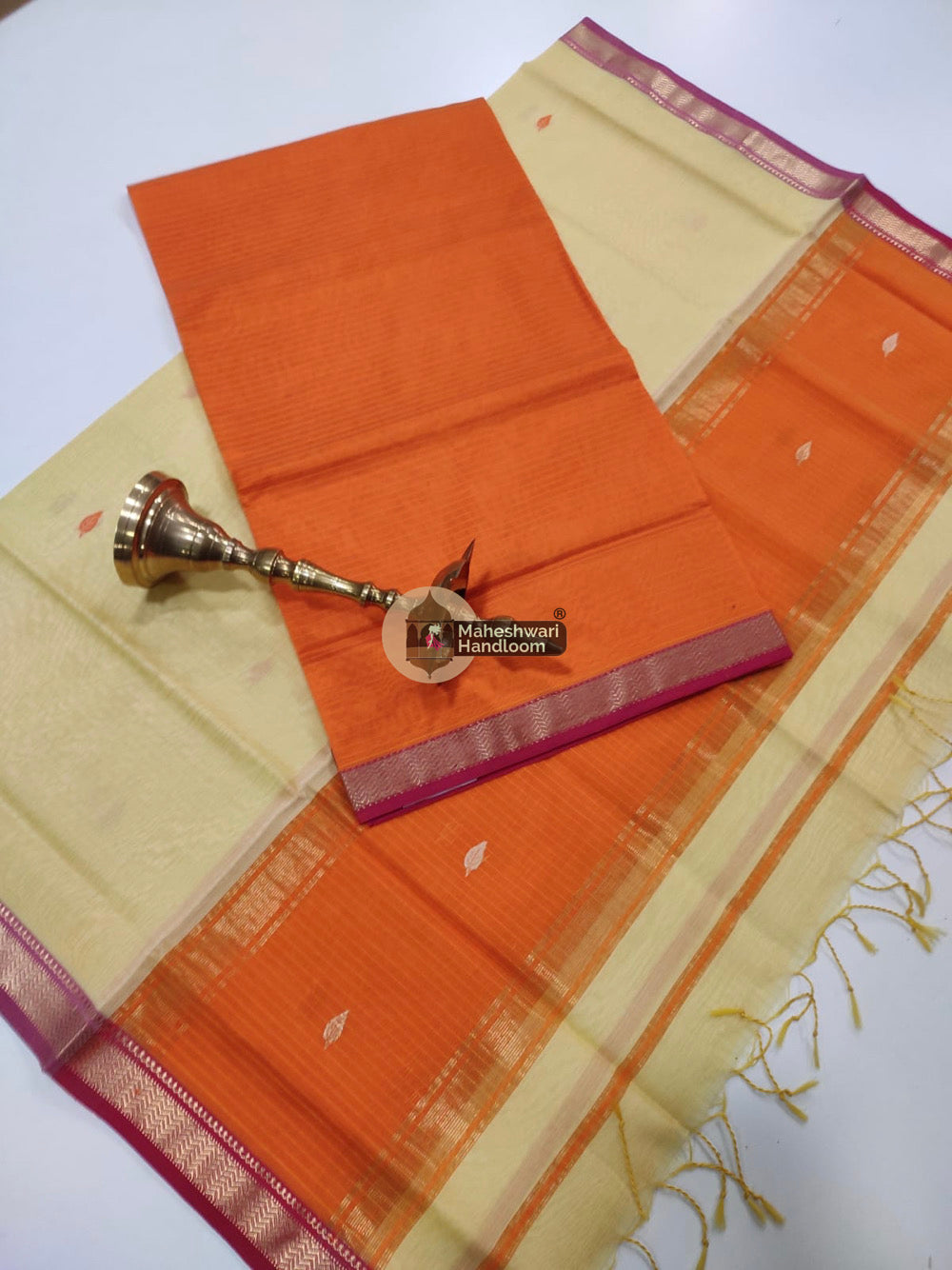 Maheshwari Orange Butti Top Dupatta Suits