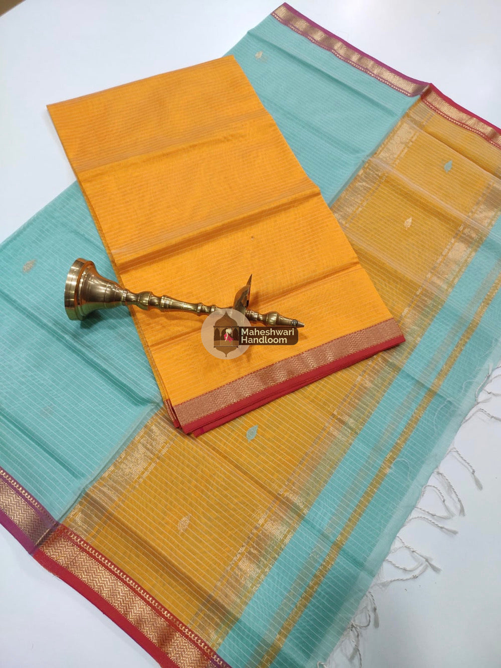 Maheshwari Orange Butti Top Dupatta Suits