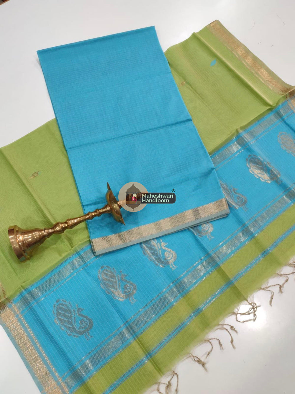 Blue Maheshwari Butta Top Dupatta Suits
