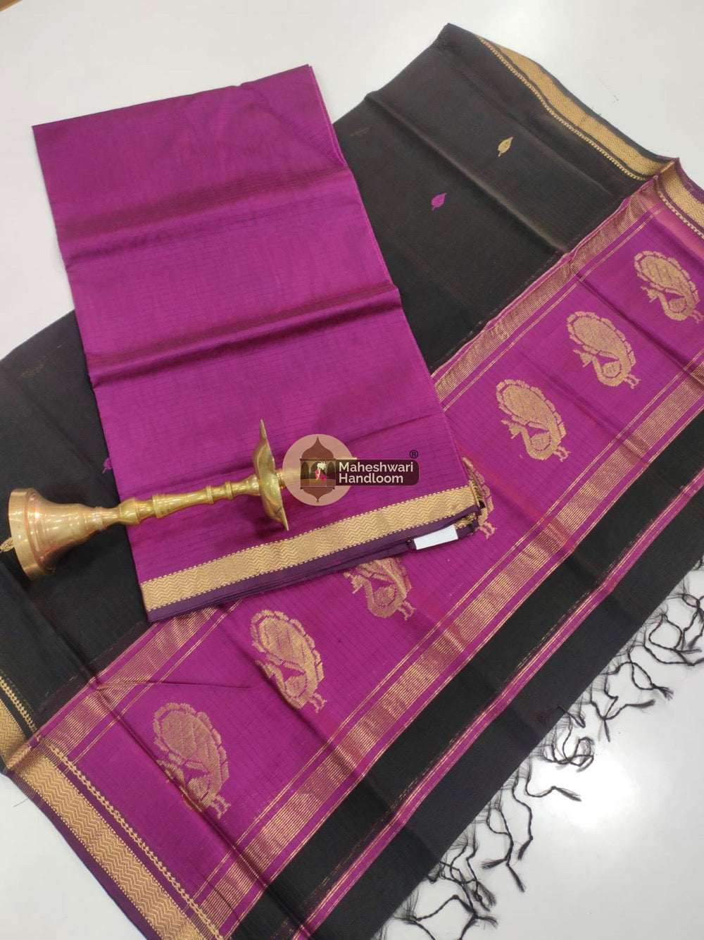 Purple Black Maheshwari Butta Top Dupatta Suits