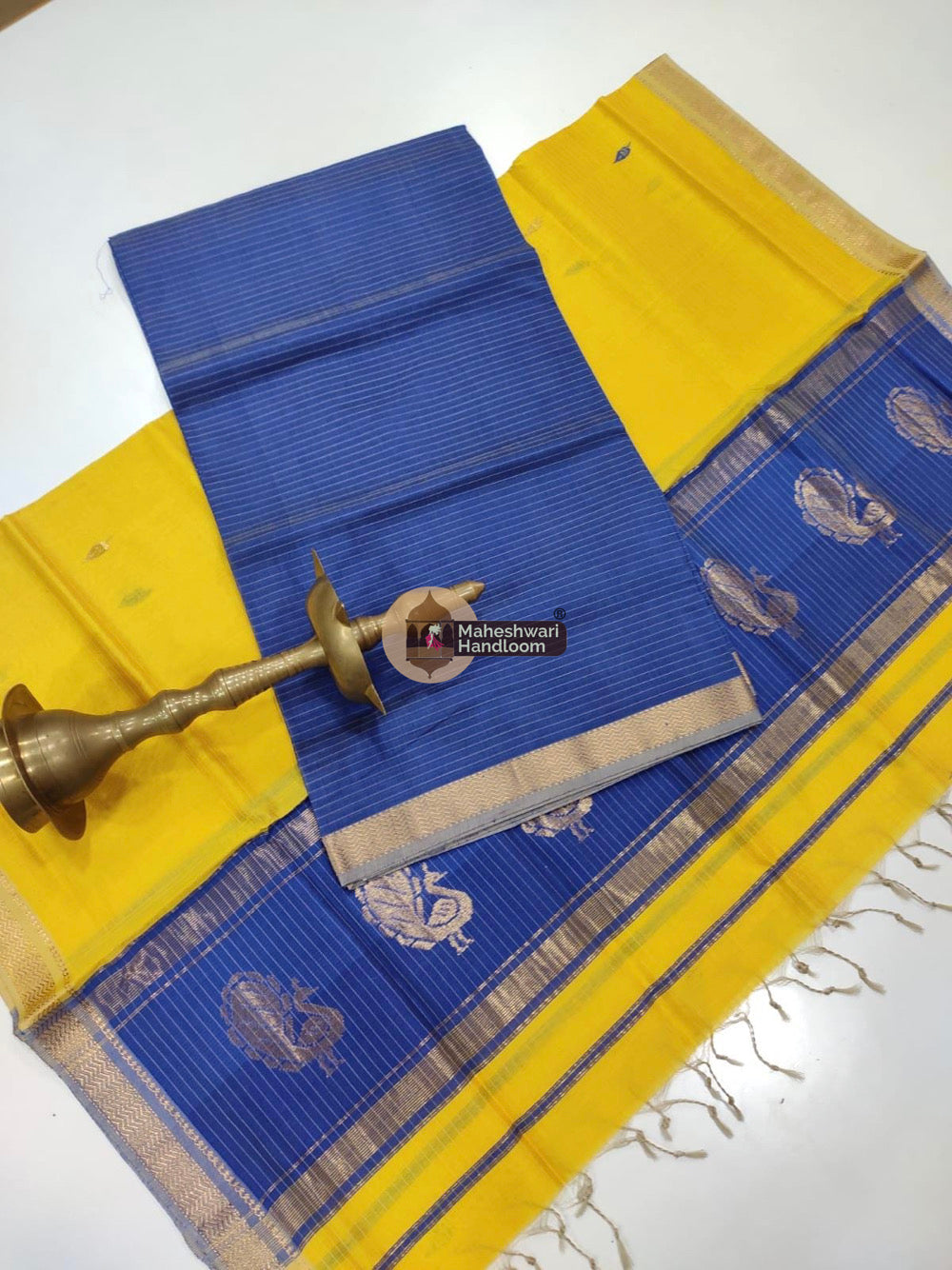 Dark Blue Maheshwari Butta Top Dupatta Suits