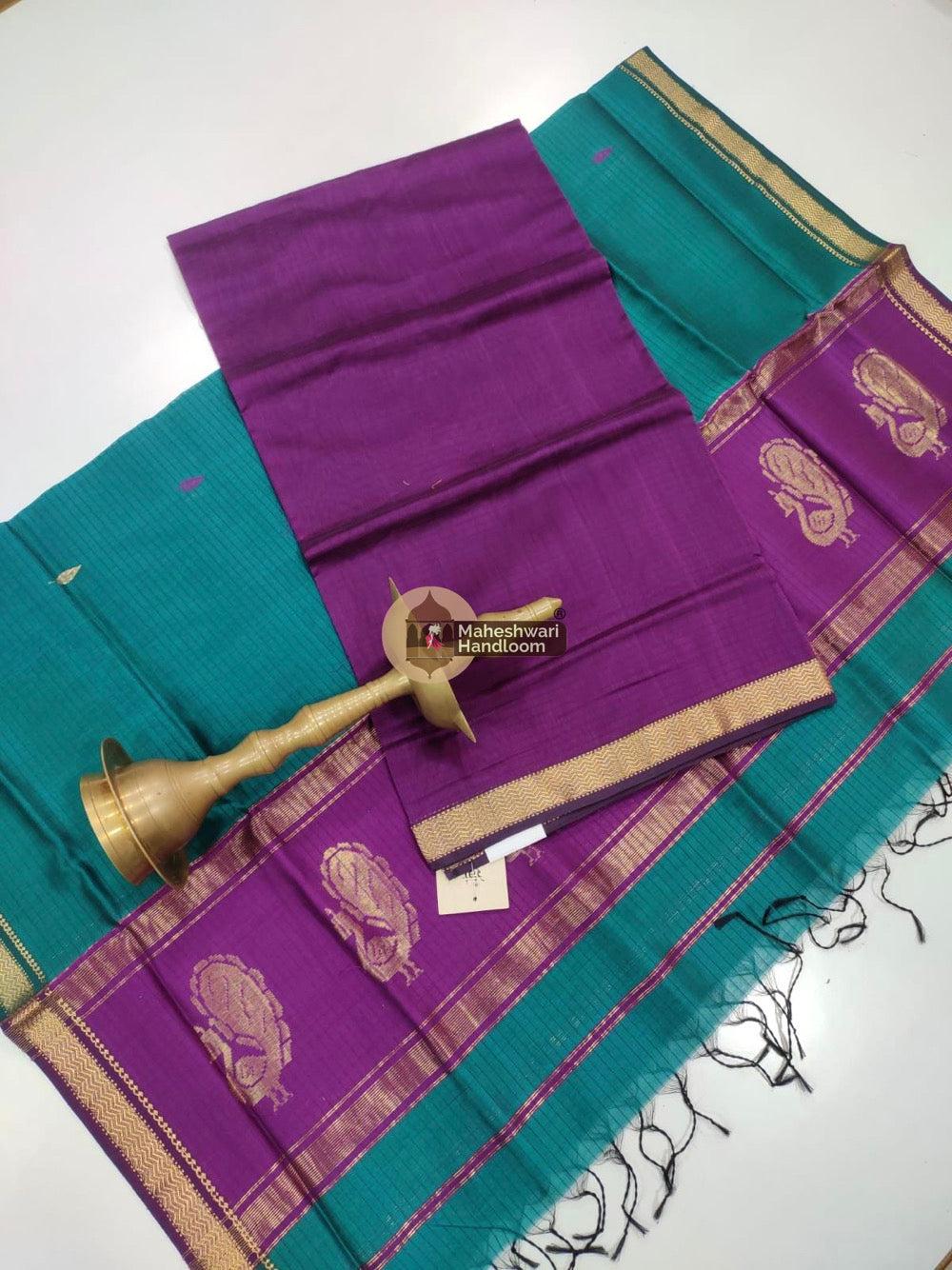 Dark Purple Maheshwari Butta Top Dupatta Suits
