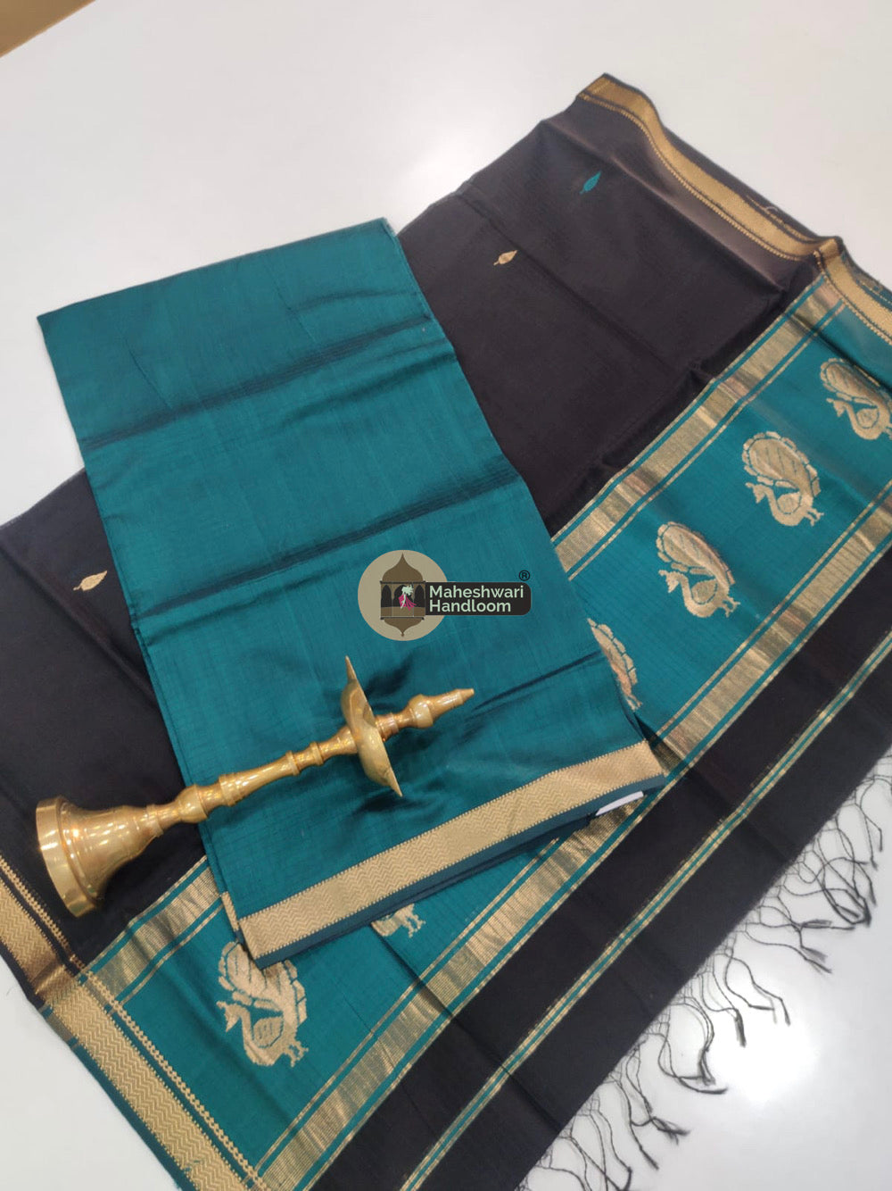 Teal Blue Maheshwari Butta Top Dupatta Suits 