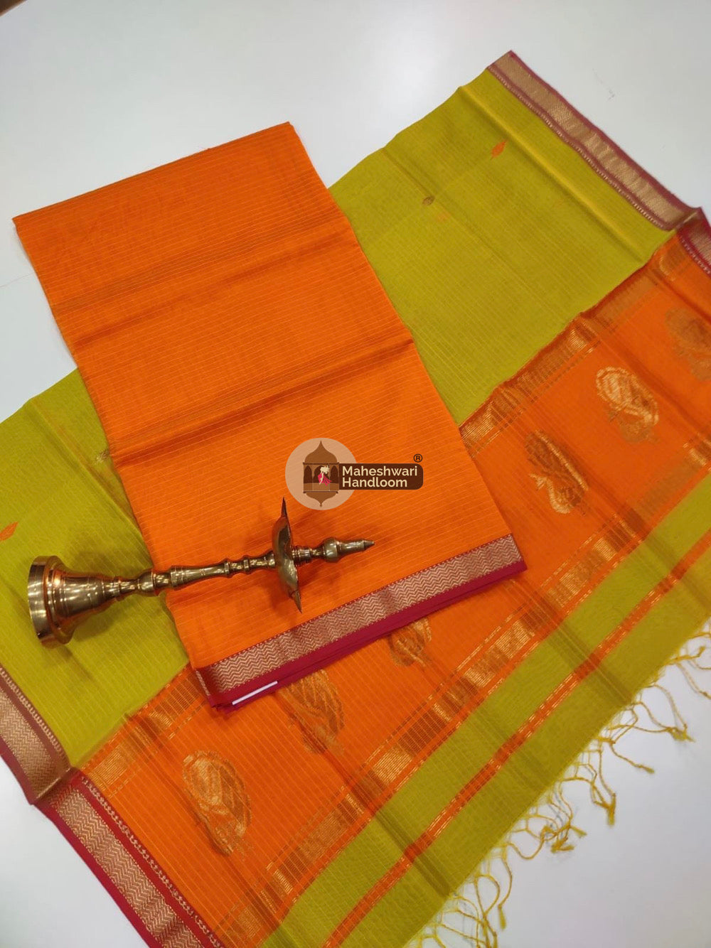Orange Maheshwari Butta Top Dupatta Suits