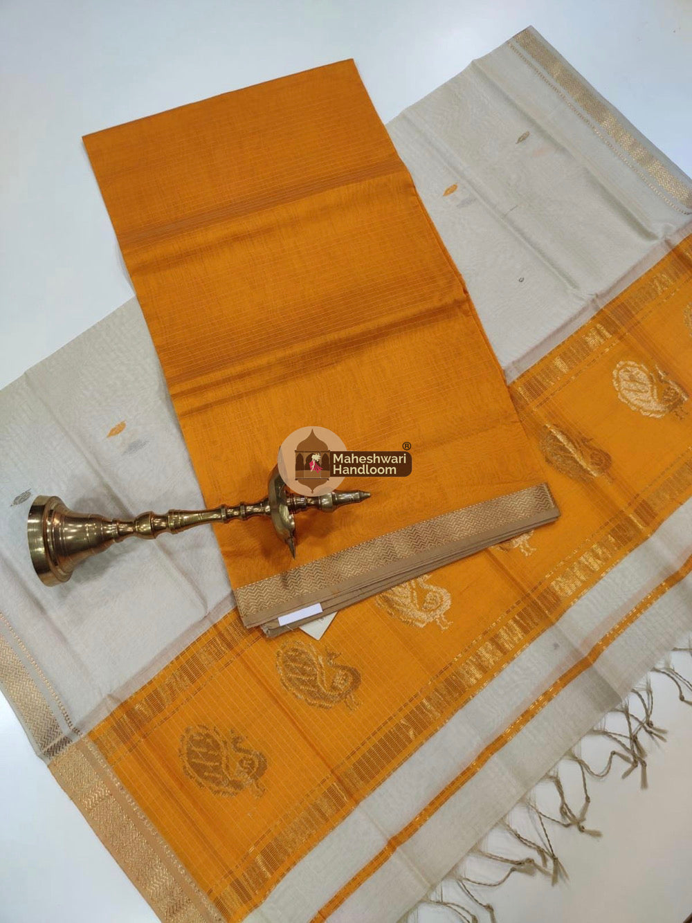 Orange Maheshwari Butta Top Dupatta Suits