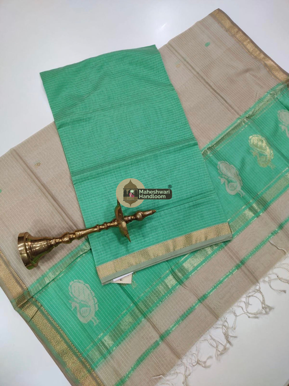 Green Maheshwari Butta Top Dupatta Suits