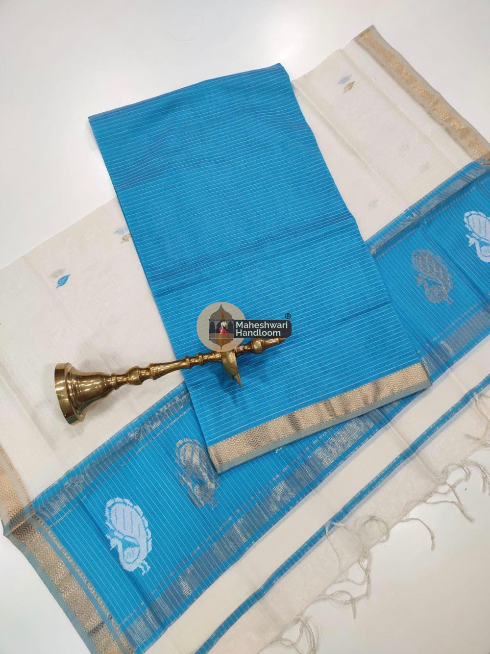 Dark Blue Maheshwari Butta Top Dupatta Suits 