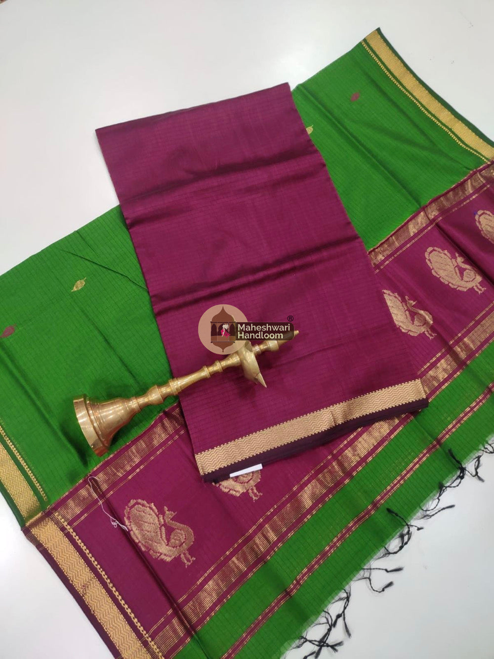 Magenta Maheshwari Butta Top Dupatta Suits