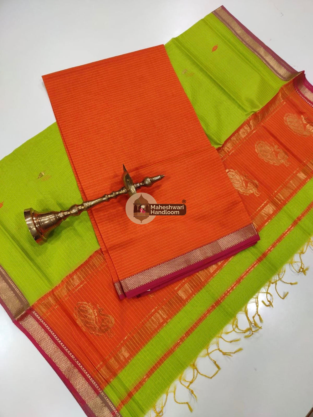 Orange Maheshwari Butta Top Dupatta Suits 