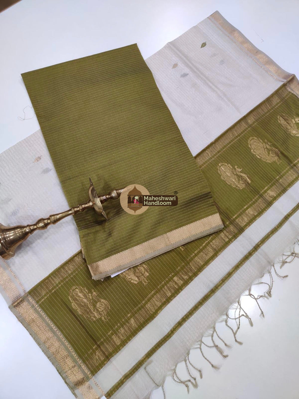 Green Maheshwari Butta Top Dupatta Suits