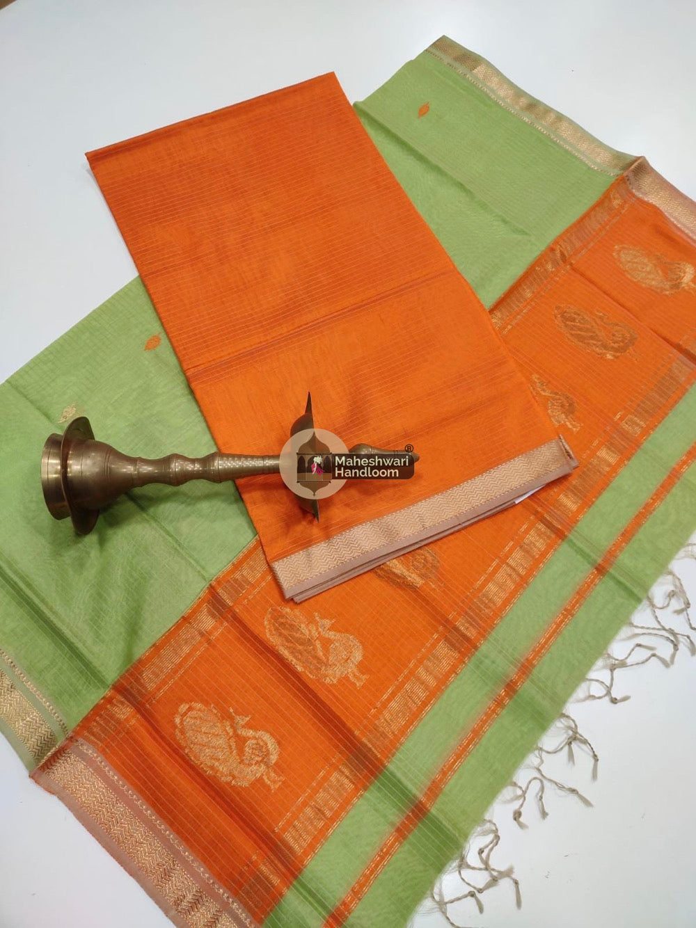 Orange Maheshwari Butta Top Dupatta Suits 